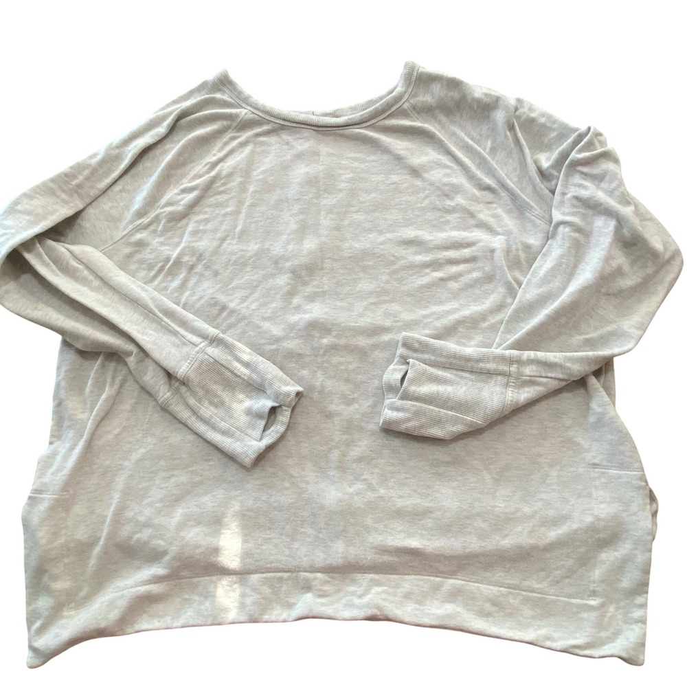 Athleta Coaster Luxe Sweatshirt Gray Heather Thumbhole Pullover XL 659287-01